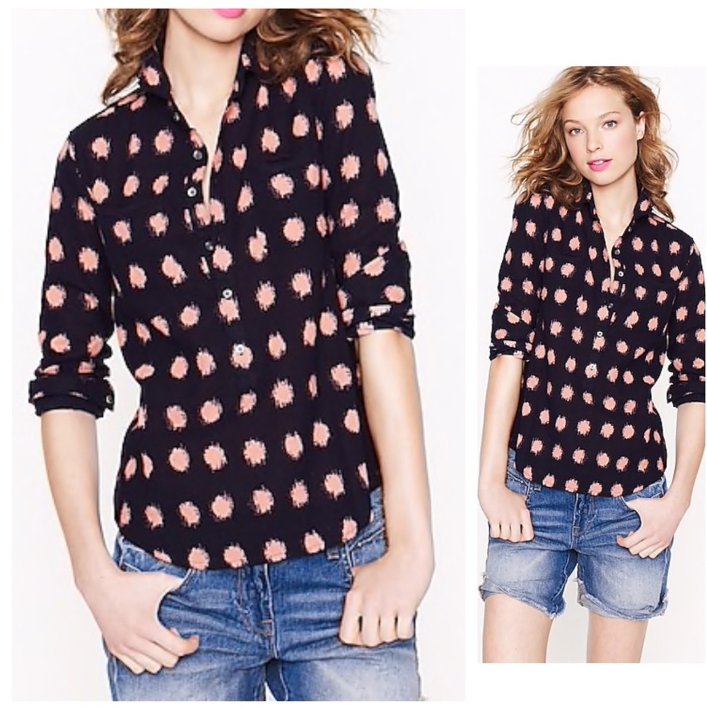 J.Crew Polly Popover in Silk-Screen Dot - Picture 1 of 8